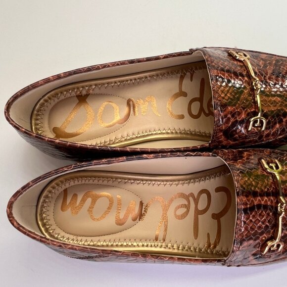 Sam Edelman Loraine Loafer Size 6 M Brown Snake Print Leather Slip-On Shoes - Picture 10 of 15